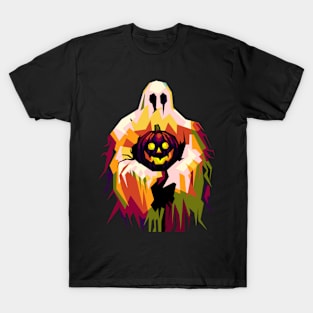 Ghost Hallowen In Wpap Pop Art T-Shirt